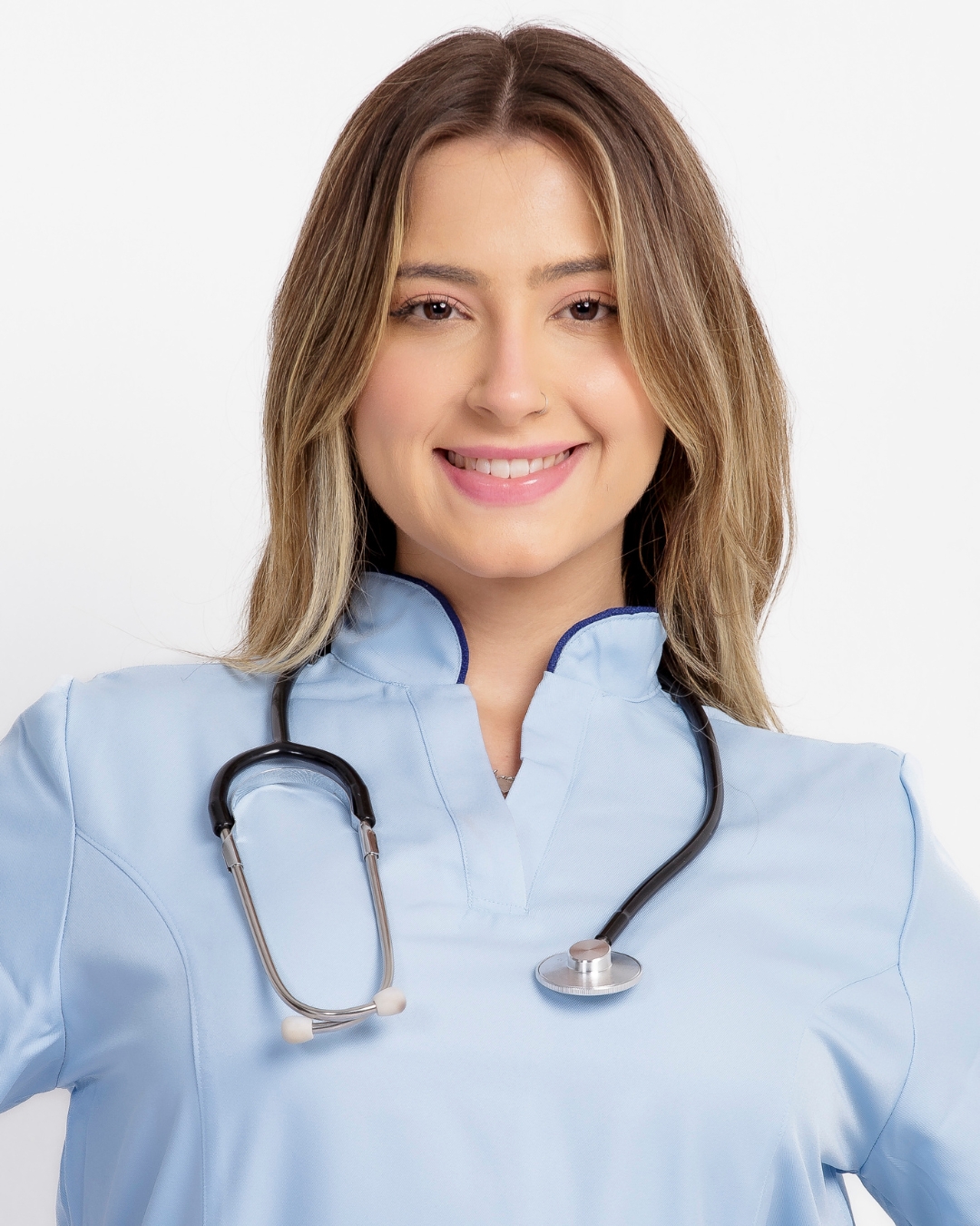 Pijama Cirúrgico Celina Gabardine Azul Bebê - Imagem 6