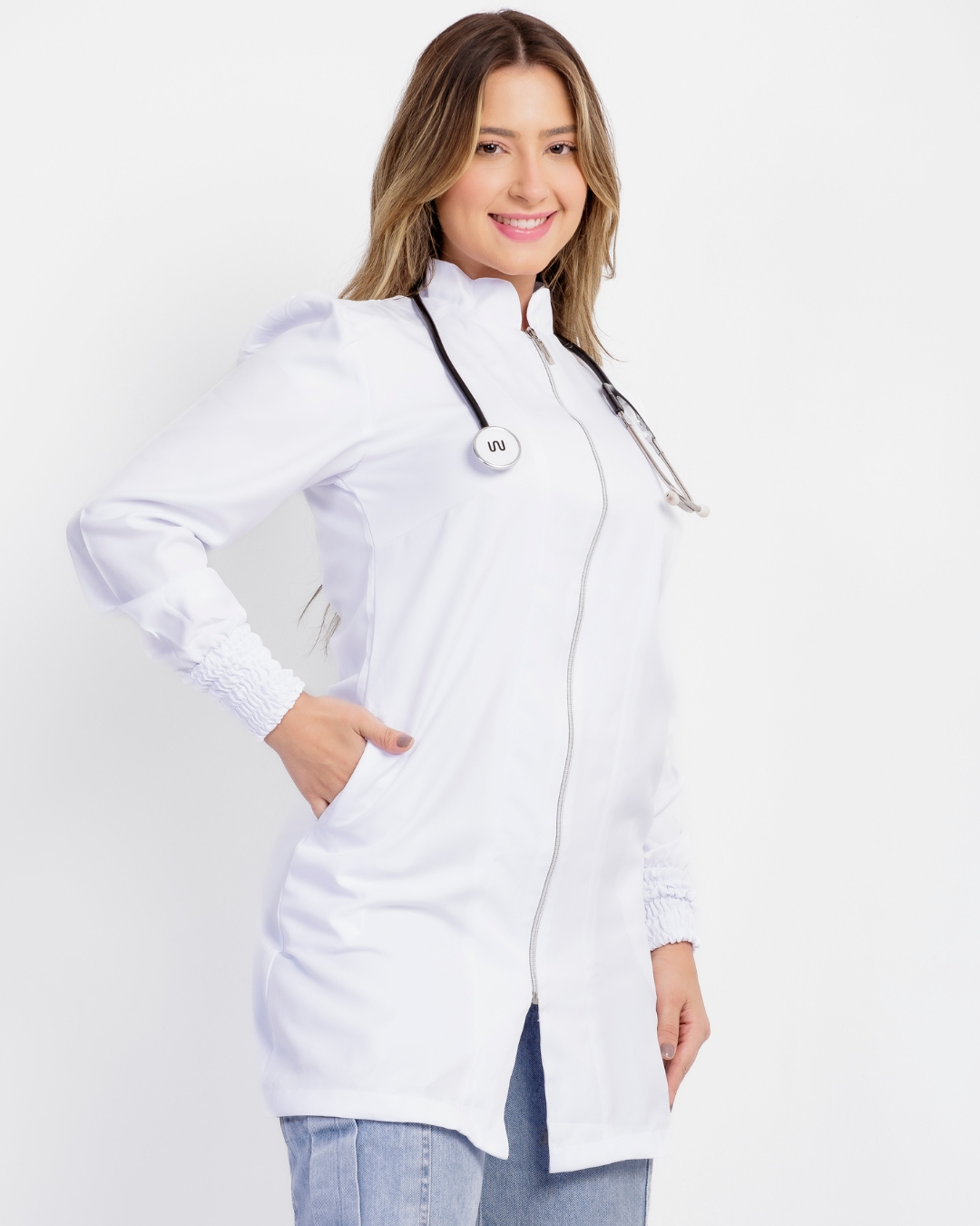 Jaleco Berlim Gabardine Branco - Imagem 2