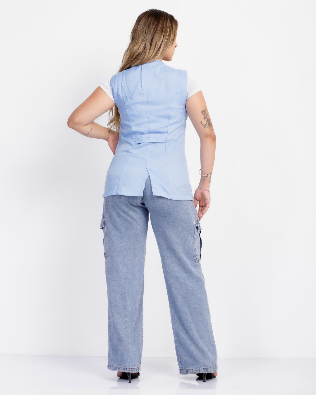 Bata Básica Oxford Azul Bebê - Imagem 4