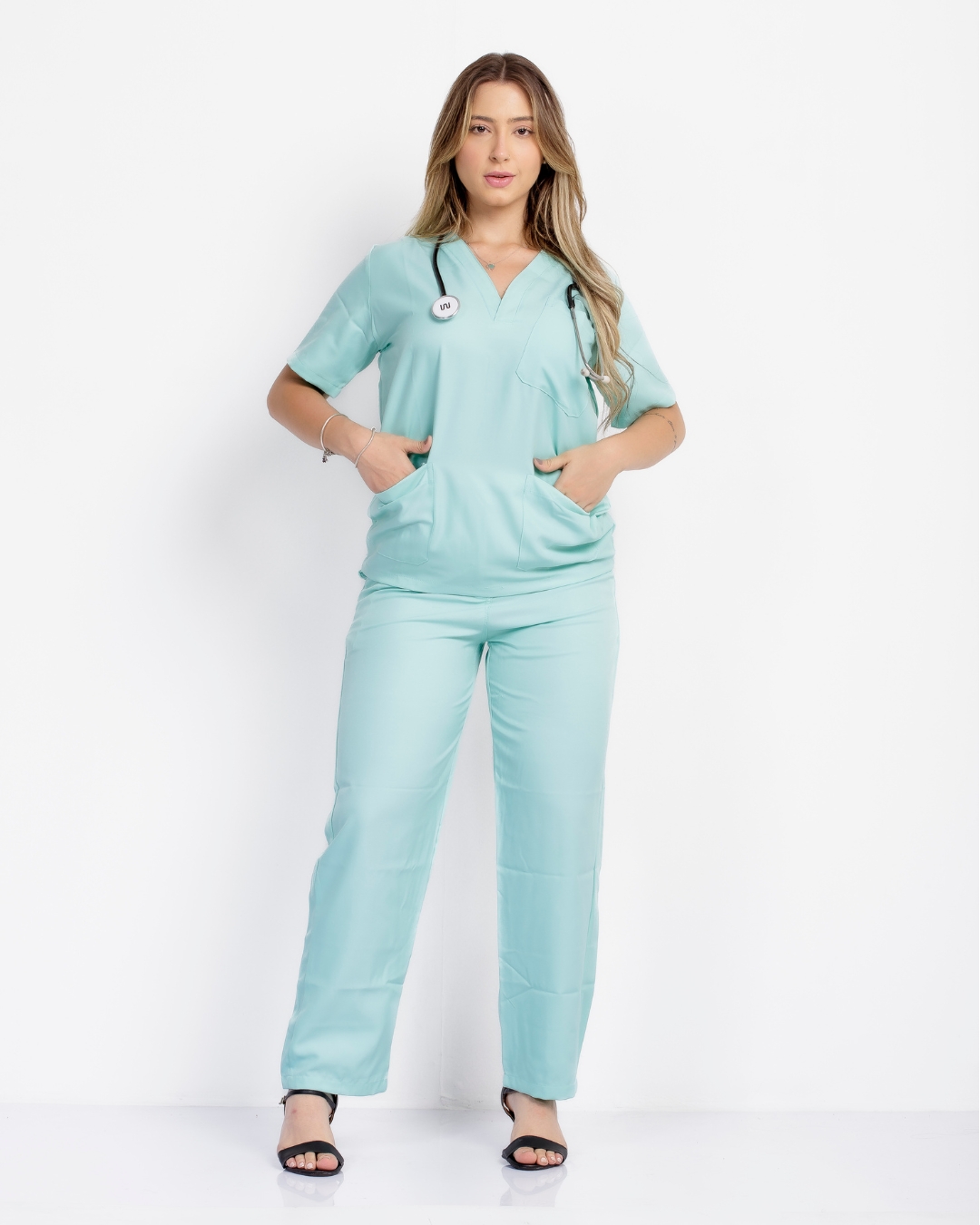 Scrub Celina Gabardine Verde Água - Imagem 7