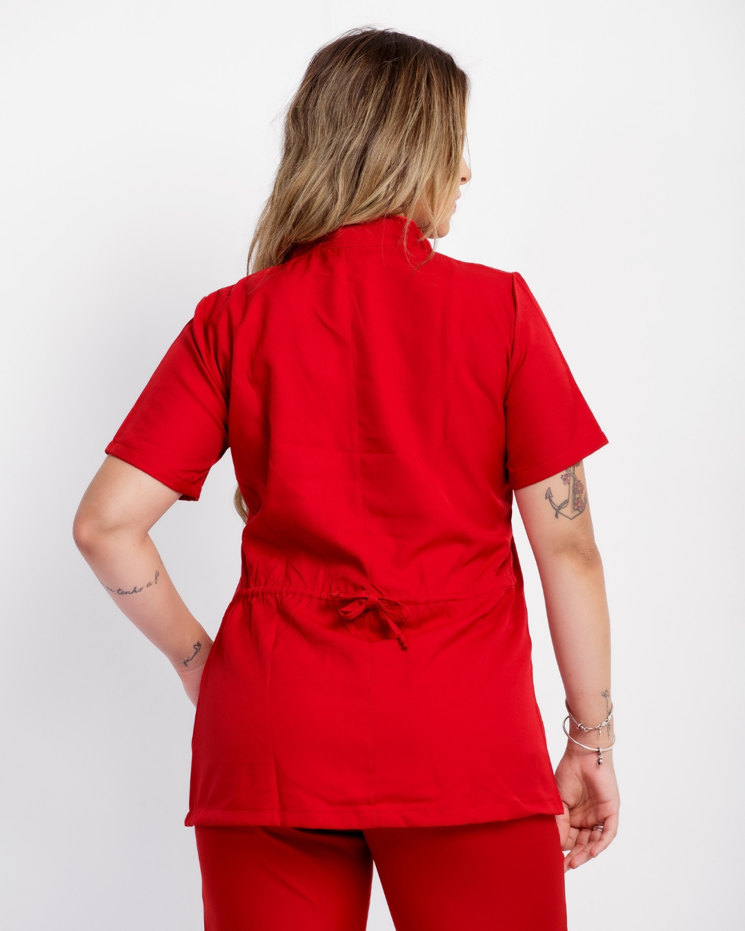 Pijama Cirúrgico Celina Gabardine Vermelho - Imagem 4
