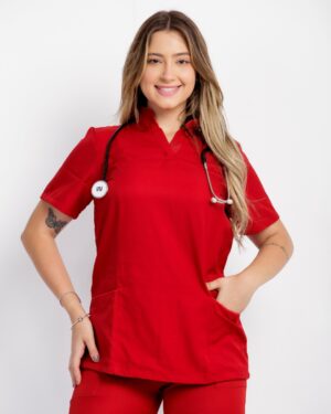 Pijama Cirúrgico Celina Gabardine Vermelho
