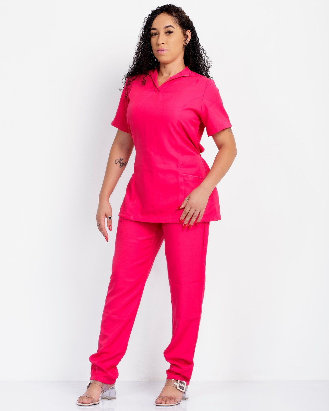 Pijama Cirúrgico Celina Gabardine Rosa Pink - Imagem 4